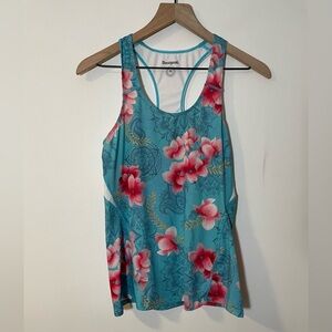 Desigual Sport Hindi Dancer Racerback Top Light Blue Floral Size Medium EUC